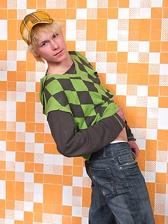 European blond twink posing naked and showing uncut cock