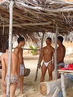 Four hot guys indulge in blowing and jerking off