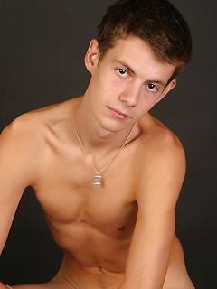 Horny brunette twink boy play with his cock