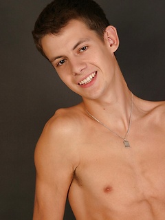 Horny brunette twink boy play with his cock