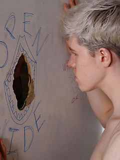Calvin sucking dick trough wall in the mill toilets