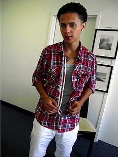 Straight latino twink Estevan jacking off
