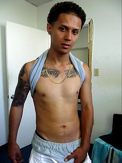 Straight latino twink Estevan jacking off