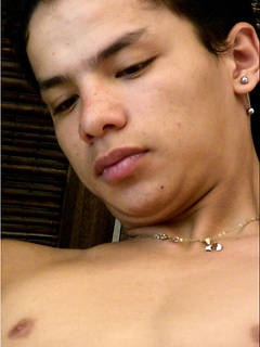 Hot latino boy jacking off uncut cock