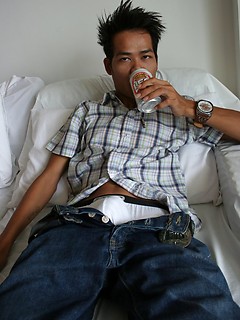 16 photos of a cute Asian boy sipping beer before guzzling cum