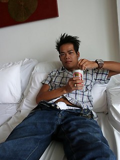 16 photos of a cute Asian boy sipping beer before guzzling cum