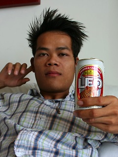 16 photos of a cute Asian boy sipping beer before guzzling cum