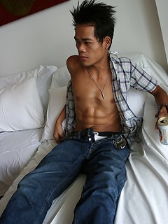 16 photos of a cute Asian boy sipping beer before guzzling cum