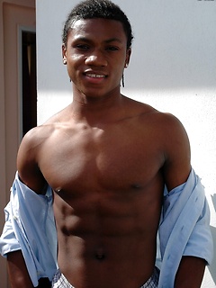 Handsome black boy Jerome shows off his assets
