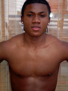 Handsome black boy Jerome shows off his assets