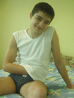 Next door boy Edvard relaxes after a hard days work