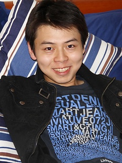 This 23 year old, slim guy is from Japan and he is appearing for the first time on film