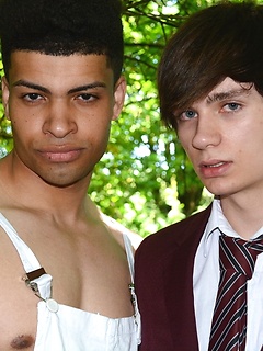 Hot, Fun-Lovinâ€™ Schoolboy Picks Up A Big-Dicked Gardener For A Raw Fuck In The Woods!