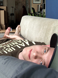 Twink wanking off his dick