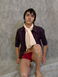 Truly adorable tattooed boy Hantel has messy, dark hair and a beautiful skill of stroking his ...