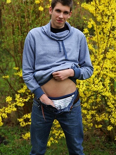 Martin Hunter masturbating in his backyard.